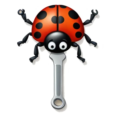 create a vector base Lady Beetle Emoji with a wrench  sticker
