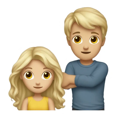 blonde hair girl and brown hair boy hugging  sticker