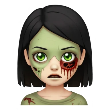 franjinha, zombie, emoji, menina, cabelo preto sticker