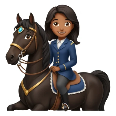 Brown girl on black shire horse  sticker