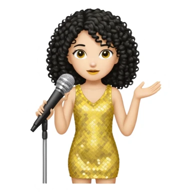 girl in yellow blink dress, black curly hair, holding a mic



















 sticker
