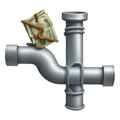 20 attached clamps to a pipe with a dollar sign sticker