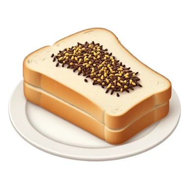 Slice of white bread on a white plate with chocolate sprinkles on top sticker