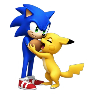 sonic the hedgehog kissing pikachu sticker