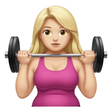 Fat long haired blonde woman lifting weights sticker