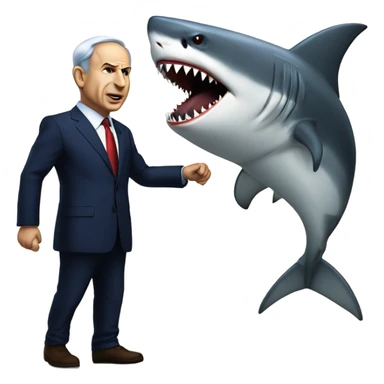 netanyahu fighting a shark sticker