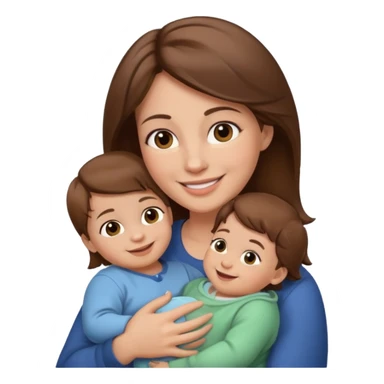 Mother holding 1 infant brown hair fair skin sticker