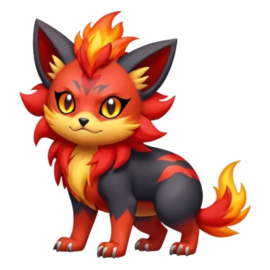 Zorua-Pyroar-Litten-Fakémon-hybrid-creature (full body)  sticker