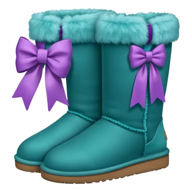 Dark teal ugg boots with beautiful purple bow sticker