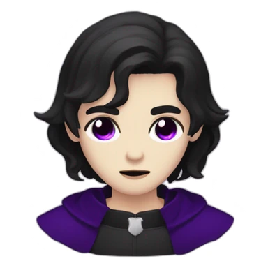pale handsome sad vampire priest with short wavy black hair and violet eyes sticker