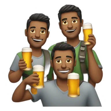 Four men drinking beer sticker
