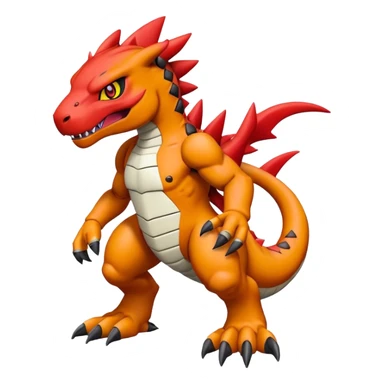 Cool edgy Guilmon-Agumon-Digimon, full body sticker