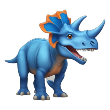 Blue triceratops with orange horns sticker