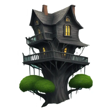 Fantastic haunted Addams tree house overgrown on a hill  sticker