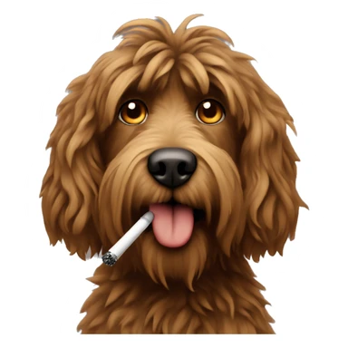Brown shaggy dog smoking a vape sticker