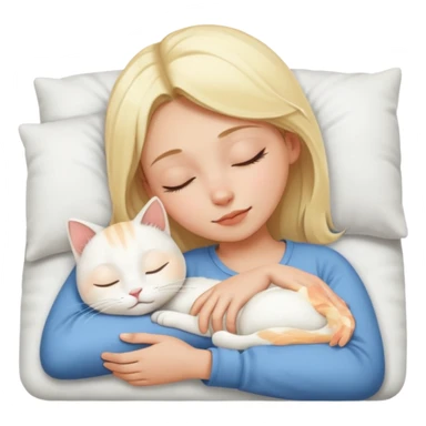 blonde girl sleeping with white cat sticker