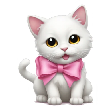 Cute white cat with a pink bow sticker