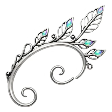 Elvish fae shiny sparkly iridescent translucent diaphanous ear climber ear cuff sticker