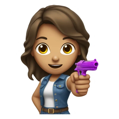 Brown hair girl pointing water gun at camera  sticker