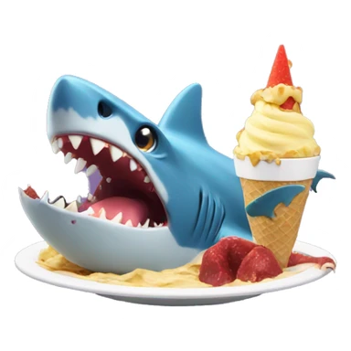 Shark eating dinosaur which is eating a ice cream  sticker