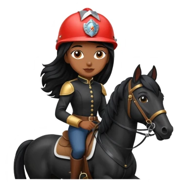 Brown girl on black horse  sticker