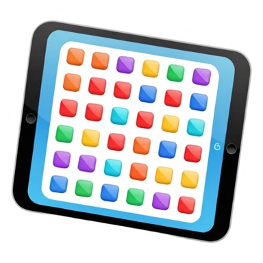 tablet with rounded corners, on the screen an online course sticker