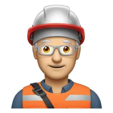 Industrial professional senior mechanical fitter working with a helmet red and red clothing sticker