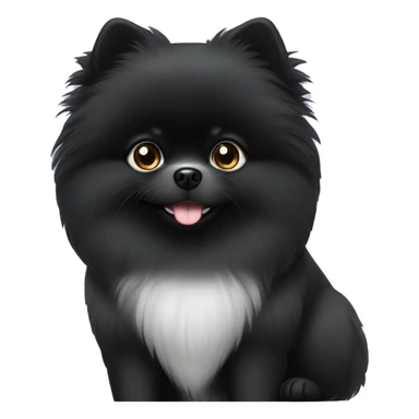 A black pomeranian with a white breast and white eyebrows sticker