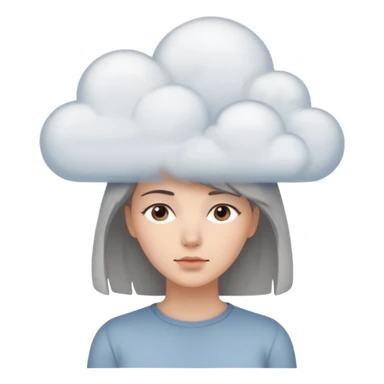 a thoughtful woman with a cloud of thoughts over her head sticker