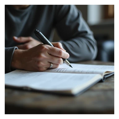 hyperrealistic 4K close-up of hand writing in cycle monitoring diary: 'Week 2: weight, pressure, tests, side effects', gym desk, detailed sticker