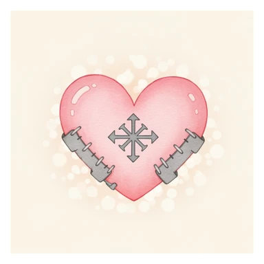 cute emo heart with a stitched patch sticker