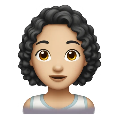 asian girl with black curly hair sticker