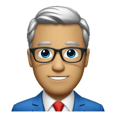 man in blue suit and red tie, black eyes with metallic glasses  sticker