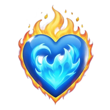 Emoji style Blue fire heart  sticker