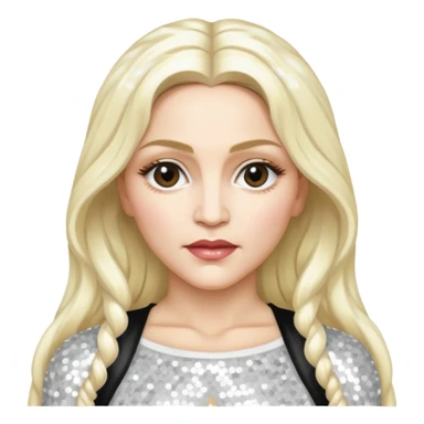 Madonna with long platinum blonde hair, white sequin outfit sticker