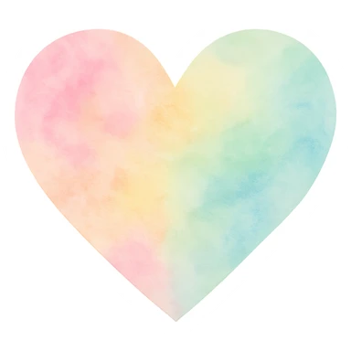 heart with a soft pastel watercolor blend, no background sticker