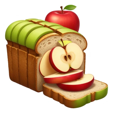 half sliced bread with apple slices inside sticker