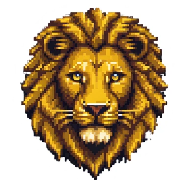 pixel art lion head with detailed mane sticker