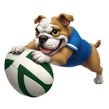 bulldog kicking rugby ball sticker