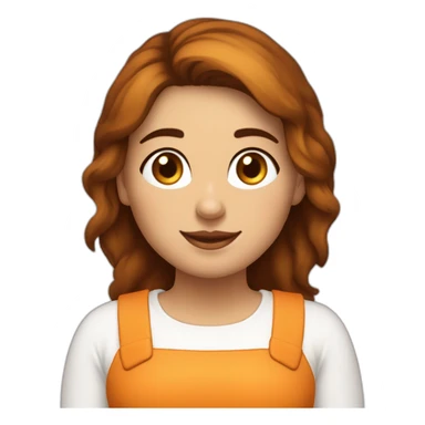 chica gordita de media melena marrón con ojos marrones, feliz y con un gato naranja y blanco sticker