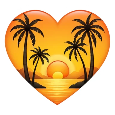 heart with sunset and palm trees sticker