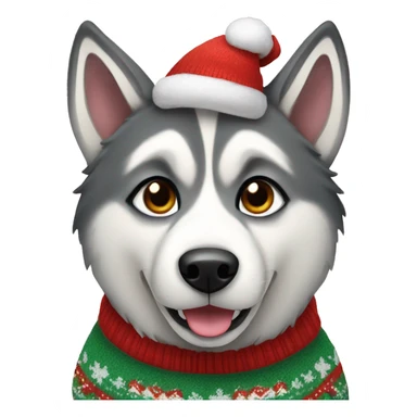 husky dog with christmas sweater sticker