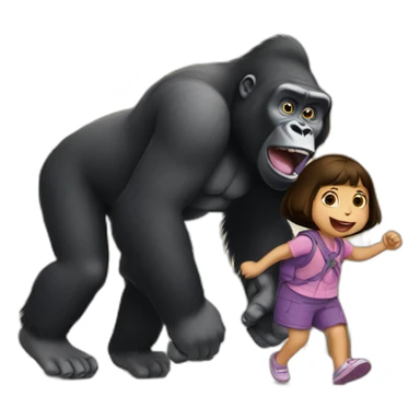 Gorilla carrying dora the explorer towards an open door sticker