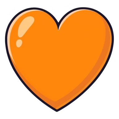 Sparkling orange heart sticker