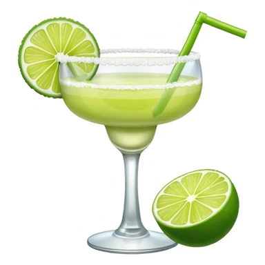 Margarita – glass with salted rim, lime wedge sticker