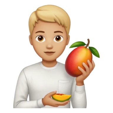 white hand handing a mango like a cup sticker