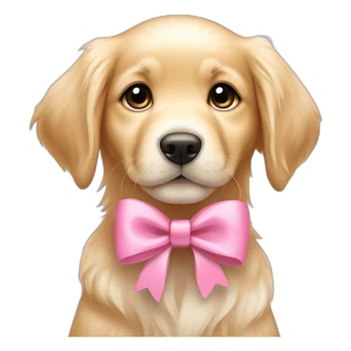 English cream Golden retriever puppy wearing pink hair bow sticker