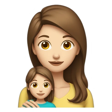 mother and child with brown hair5 and white skin full length sticker