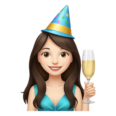 white happy long haired brunette girl partying sticker