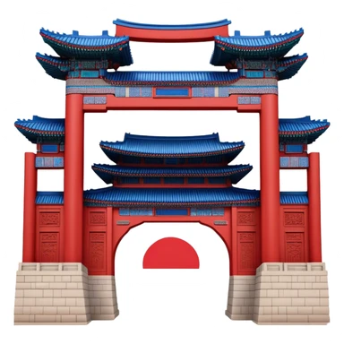 ​Cinematic Realistic Gwanghwamun Gate, depicted as a majestic historic gateway with traditional Korean architectural details, vibrant red and blue accents, and intricate carvings, set against a backdrop of modern Seoul under dynamic, natural lighting that highlights its timeless grandeur, sticker